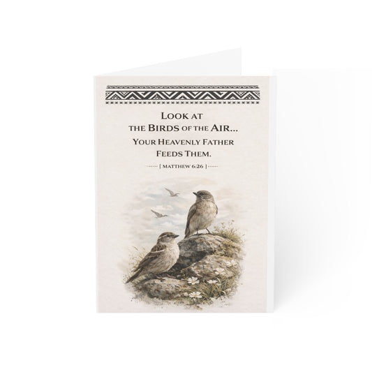 Matthew 6:26 Sparrow Scripture Greeting Cards