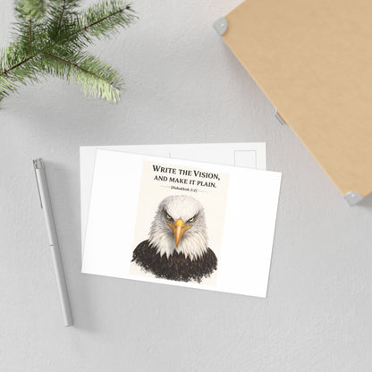 Fine Art Postcard — Bald Eagle 'Write the Vision' Inspirational Scripture Card (Habakkuk 2:2)