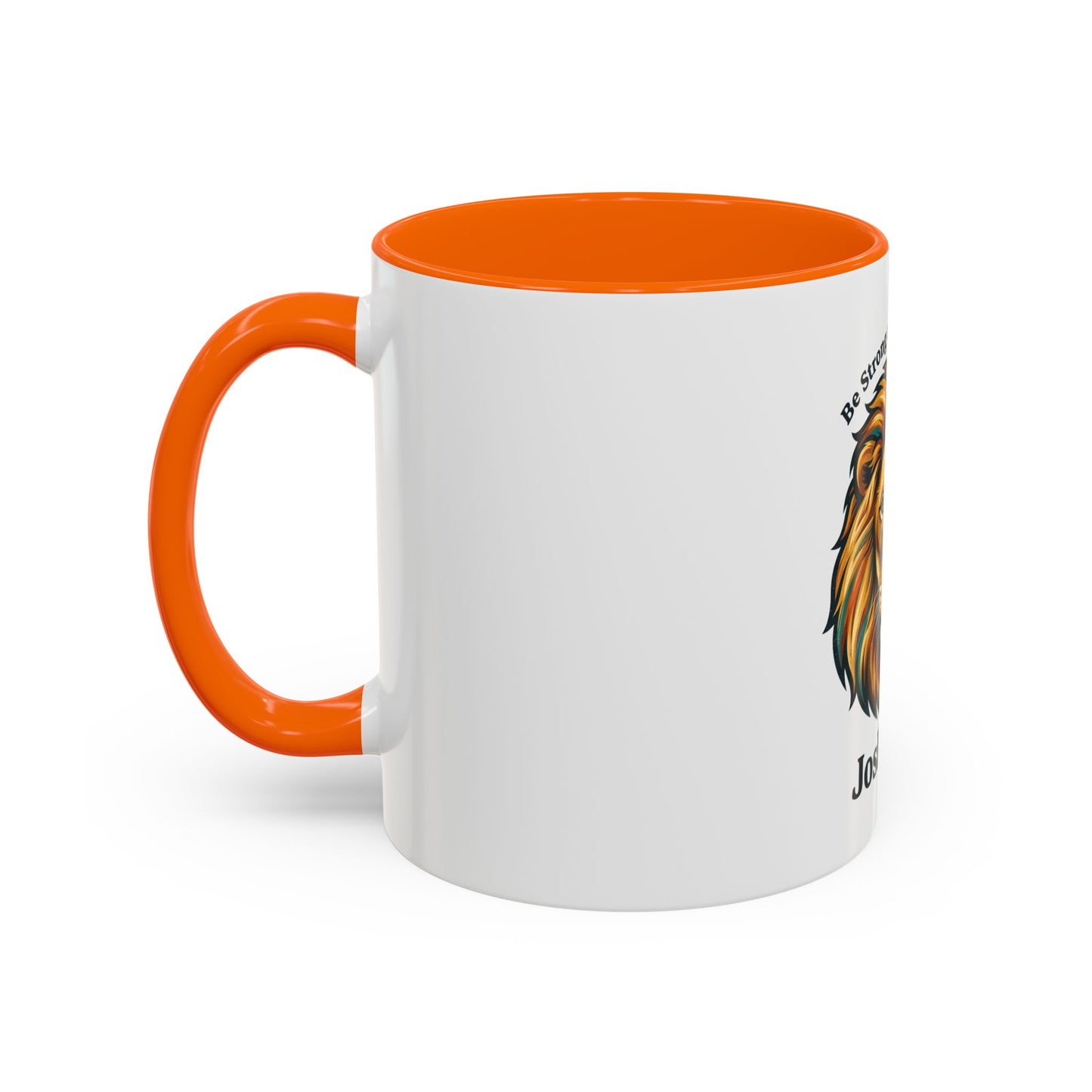 Lion Faith Coffee Mug – "Be Strong and Courageous" Joshua 1:9 Accent Mug