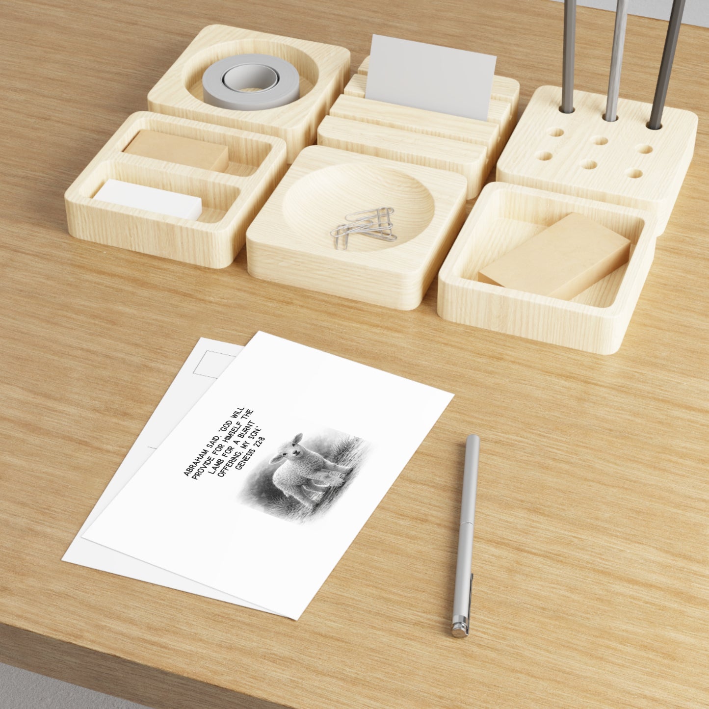 Genesis 22:8 Fine Art Postcard — Religious Scripture Faith Card