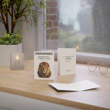 Greeting Card — Lion Illustration with Proverbs 28:1 (Christian Encouragement Card)