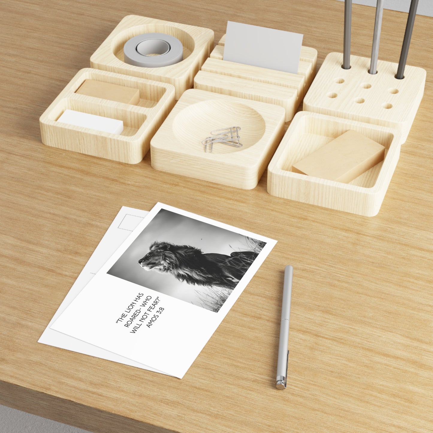 Amos 3:8 Fine Art Postcard — 'A Lion Roars' Biblical Scripture Postcard