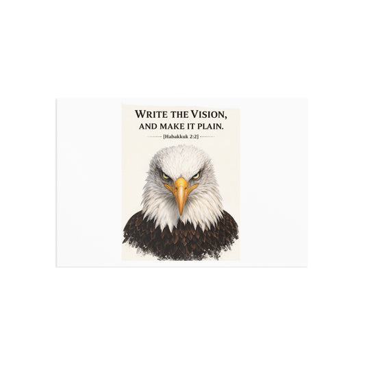 Fine Art Postcard — Bald Eagle 'Write the Vision' Inspirational Scripture Card (Habakkuk 2:2)