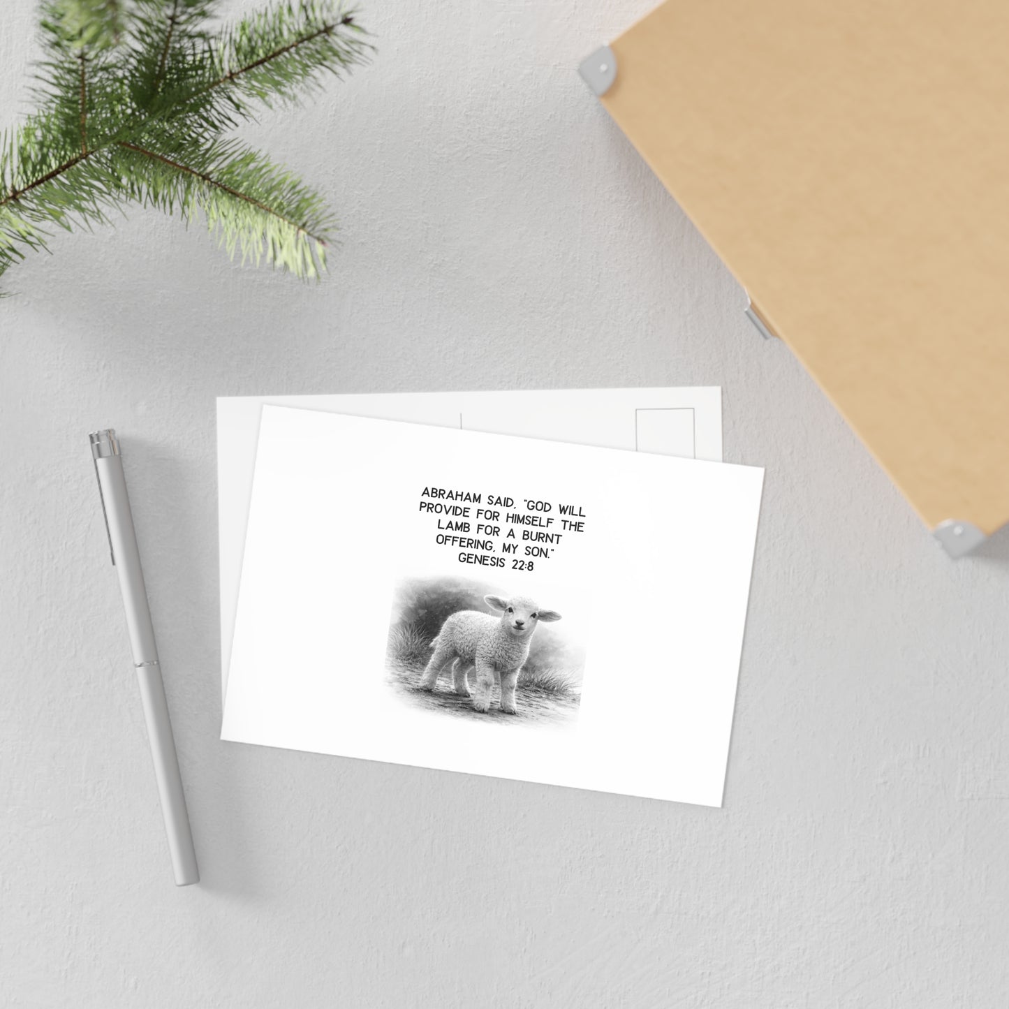 Genesis 22:8 Fine Art Postcard — Religious Scripture Faith Card