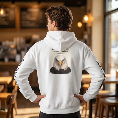 Eagle & Cross Hoodie — "Stick to the Vision" Christian Graphic Sweatshirt