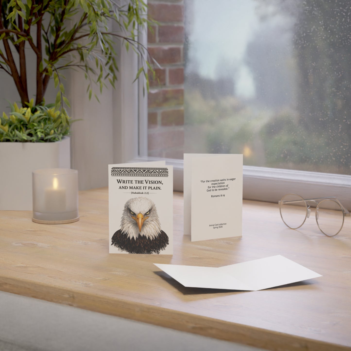 Copy of Greeting Card — Lion Illustration with Proverbs 28:1 (Christian Encouragement Card)