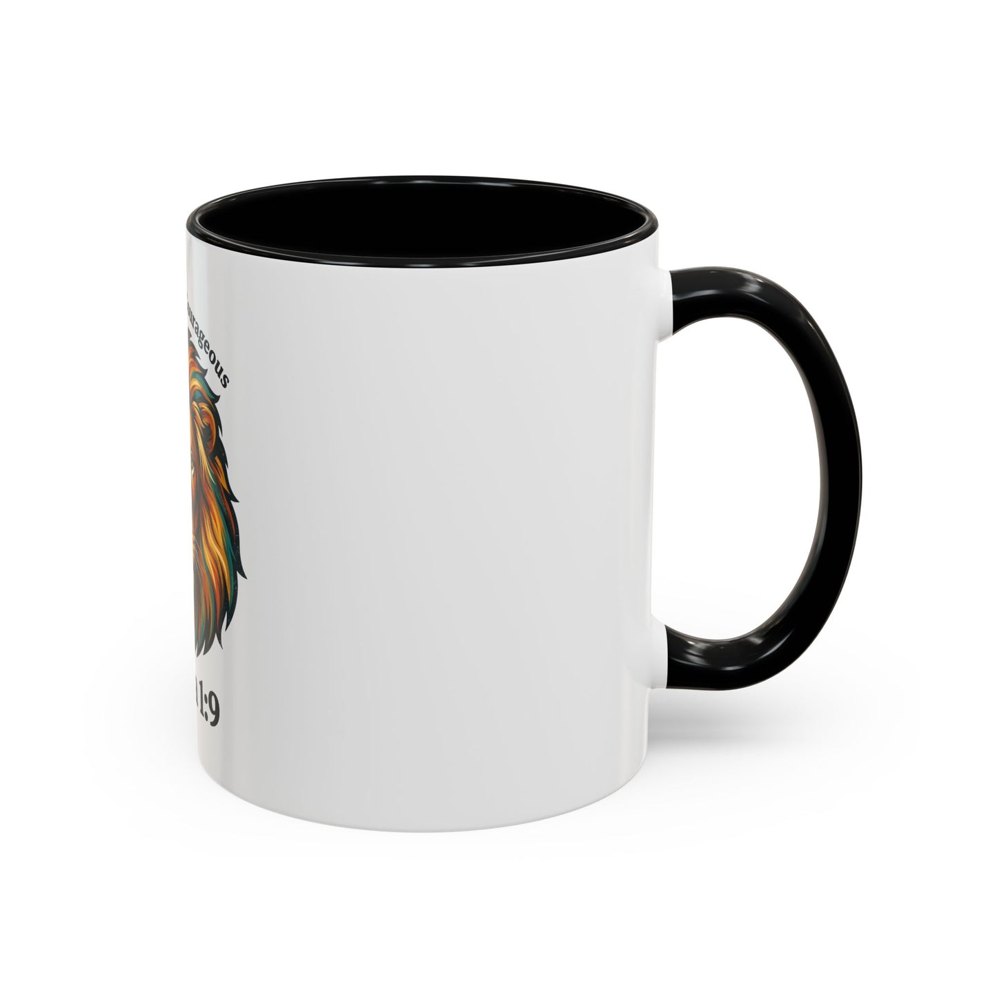 Lion Faith Coffee Mug – "Be Strong and Courageous" Joshua 1:9 Accent Mug